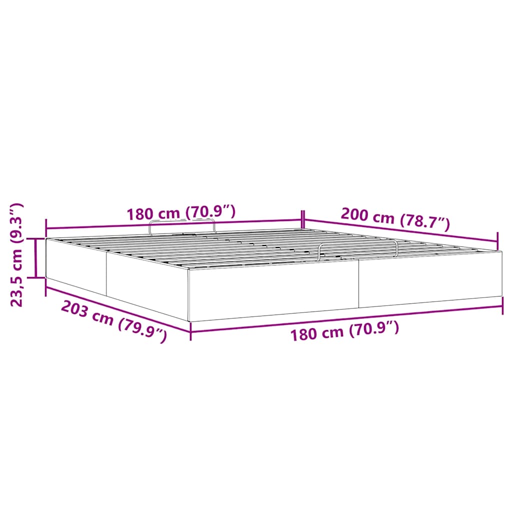 Otomanski okvir kreveta bez madraca krem 180x200 cm od tkanine