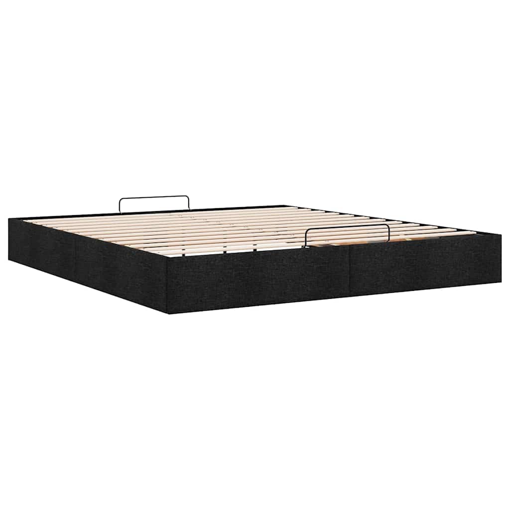 Otomanski okvir kreveta bez madraca crni 200x200 cm od tkanine