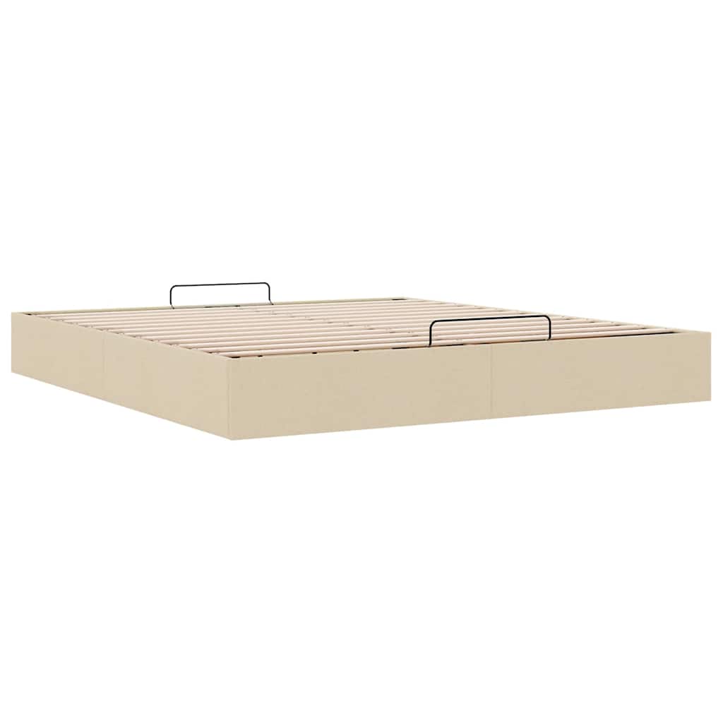 Otomanski okvir kreveta bez madraca krem 200x200 cm od tkanine