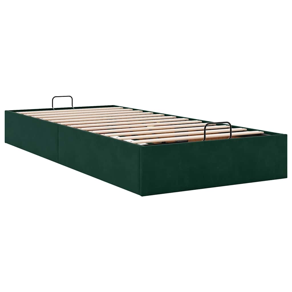 Okvir za krevet bez madraca tamnozeleni 90x200 cm baršunasti