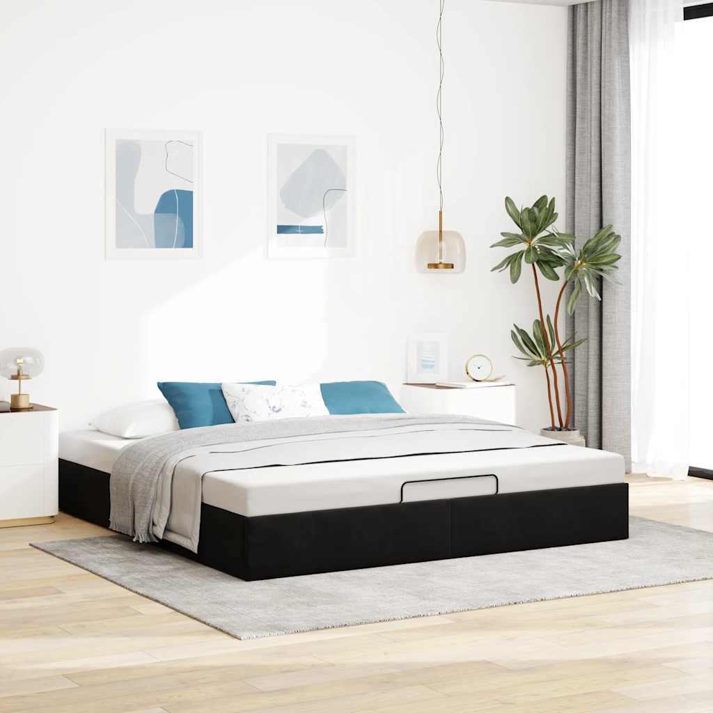 Otomanski okvir kreveta bez madraca crni 180x200cm baršunasti