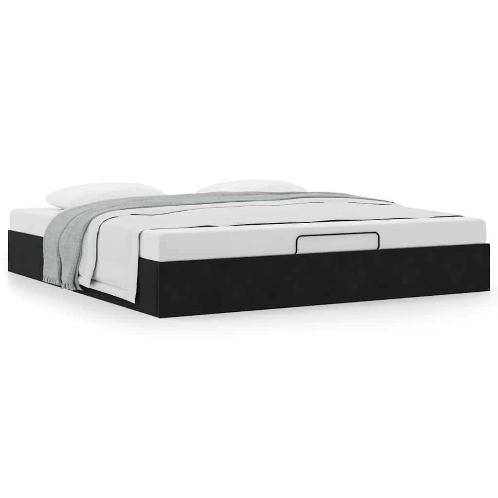 Otomanski okvir kreveta bez madracima crni 200x200cm baršunasti