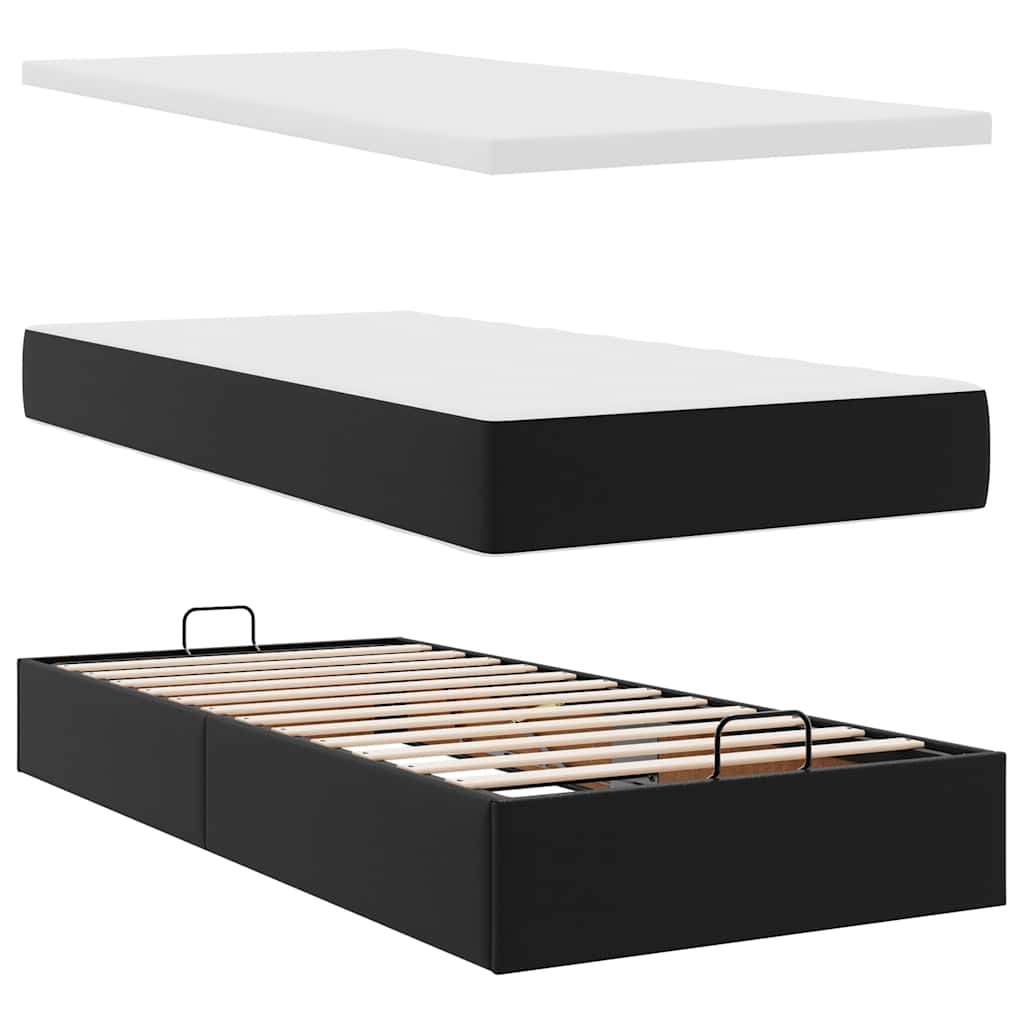 Otomanski okvir kreveta s madracem crni 100x200cm umjetna koža