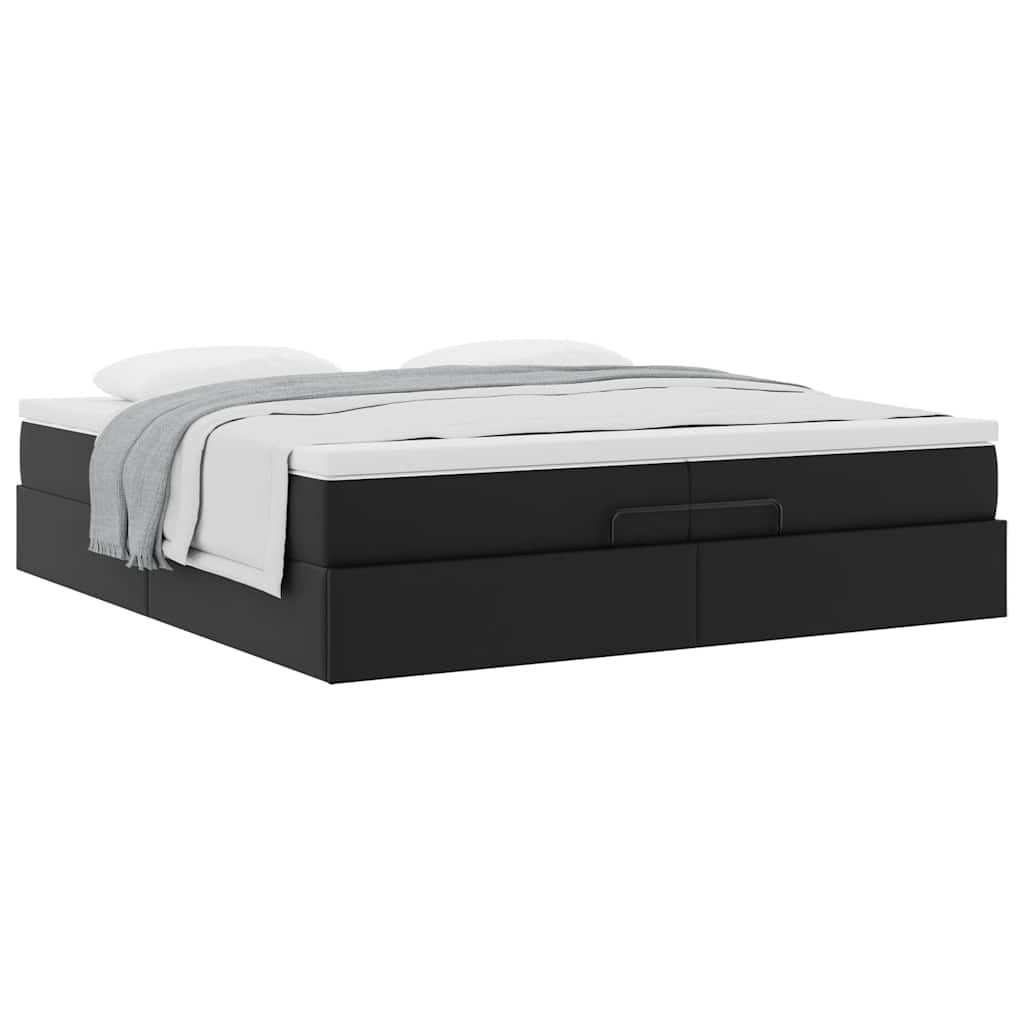 Otomanski okvir kreveta s madracima crni 200x200cm umjetna koža