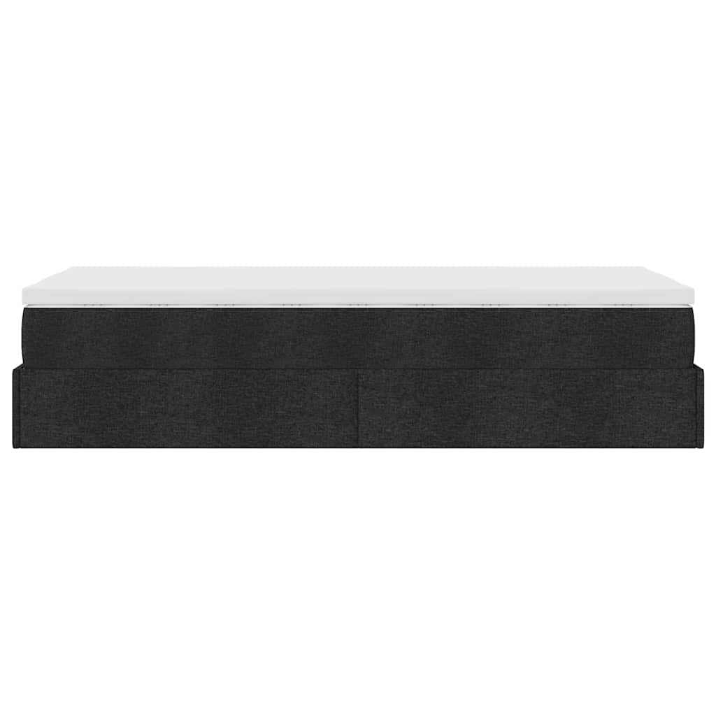 Otomanski okvir kreveta s madraca crni 80x200cm od tkanine