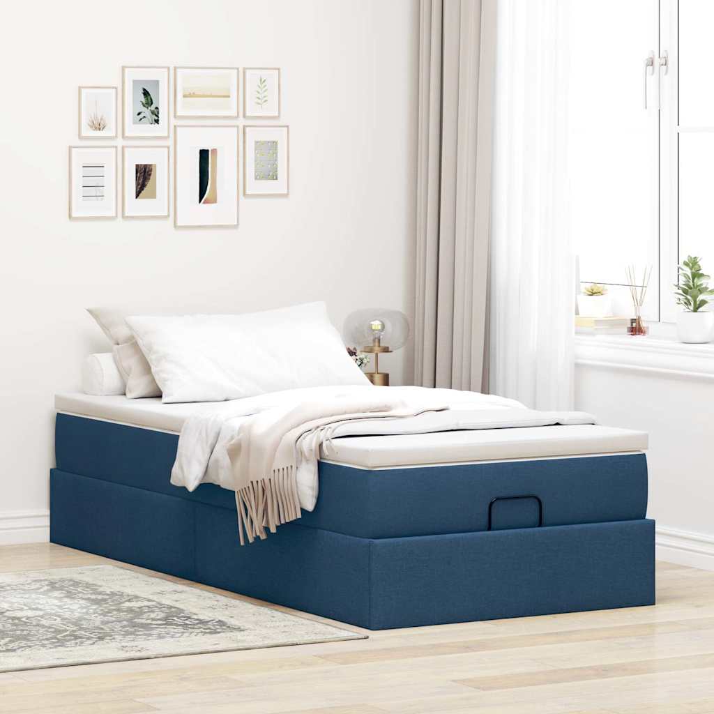 Ottoman krevet s madracem plavi 80x200 cm tkanina