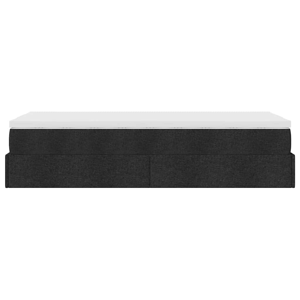 Otomanski okvir kreveta s madraca crni 90x190cm od tkanine