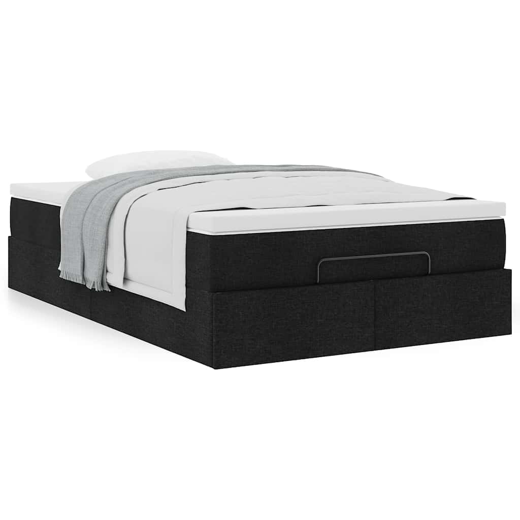 Otomanski krevet s madracem crni 120x190 cm tkanine