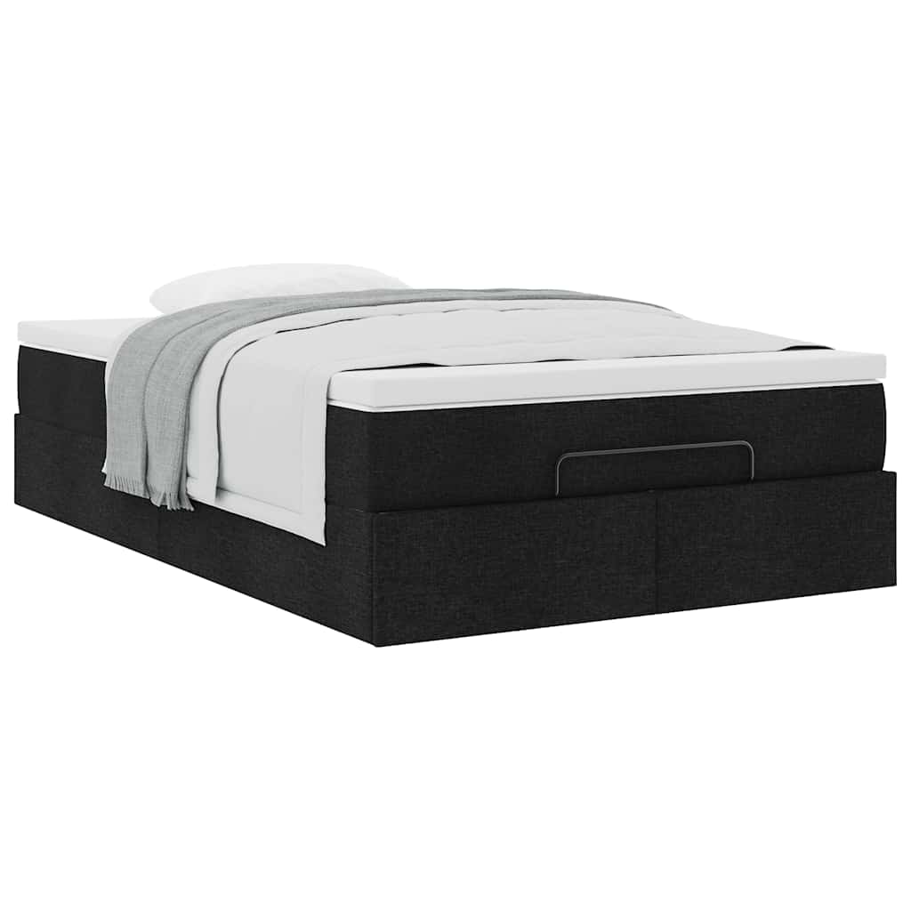 Otomanski krevet s madracem crni 120x190 cm tkanine