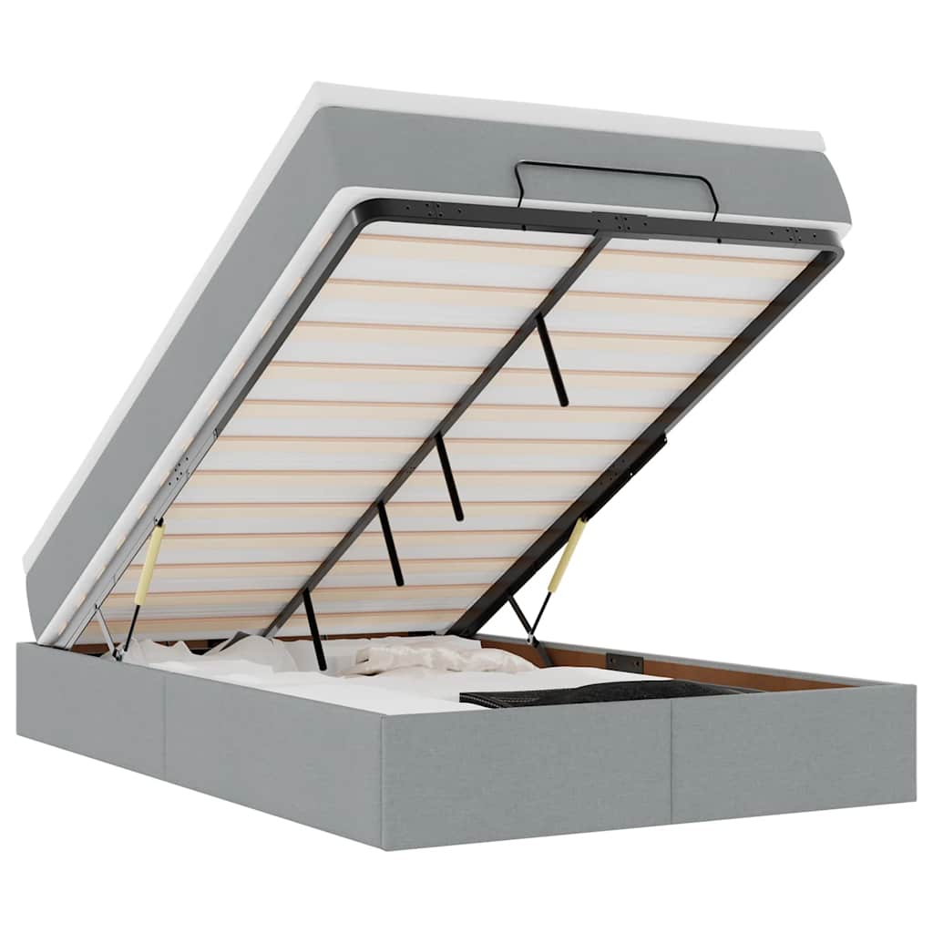 Otomanski krevet s madracem svijetlosivi 120x200 cm tkanine