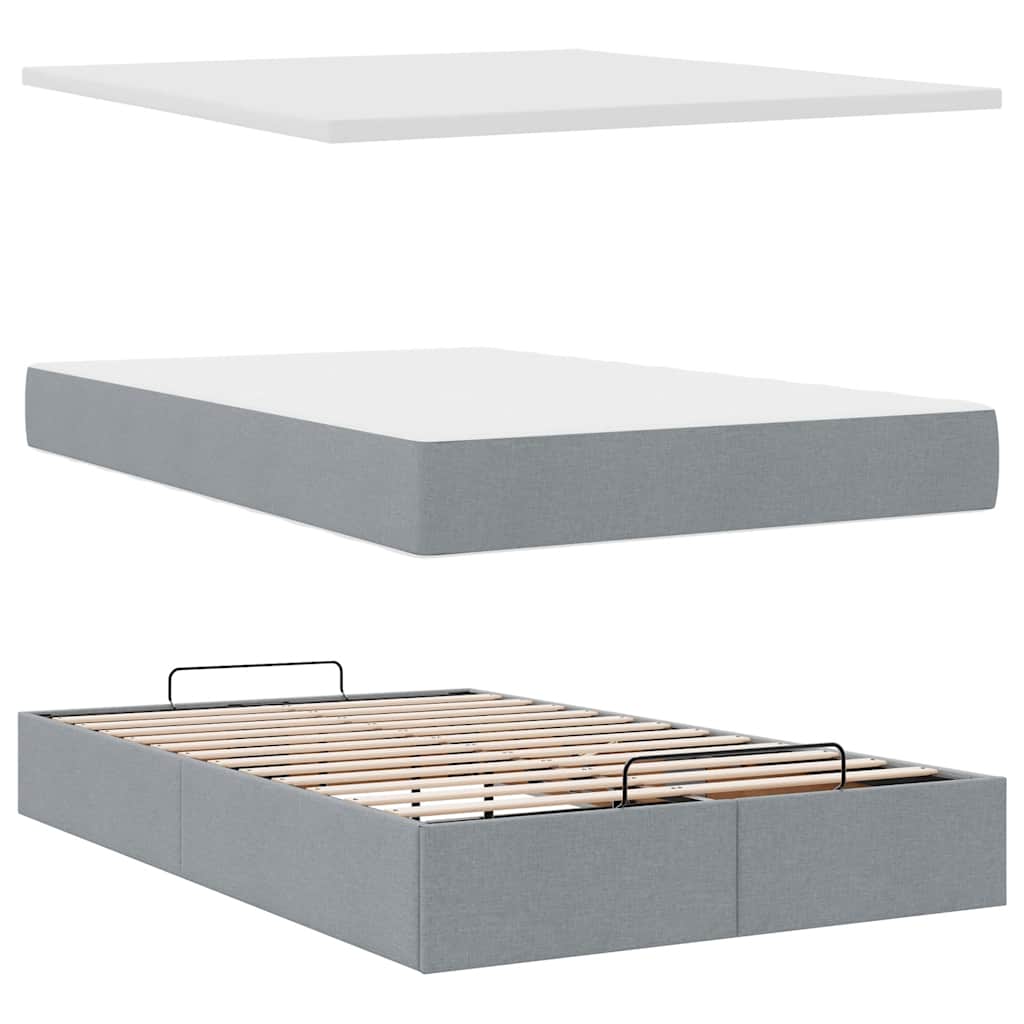 Otomanski krevet s madracem svijetlosivi 120x200 cm tkanine