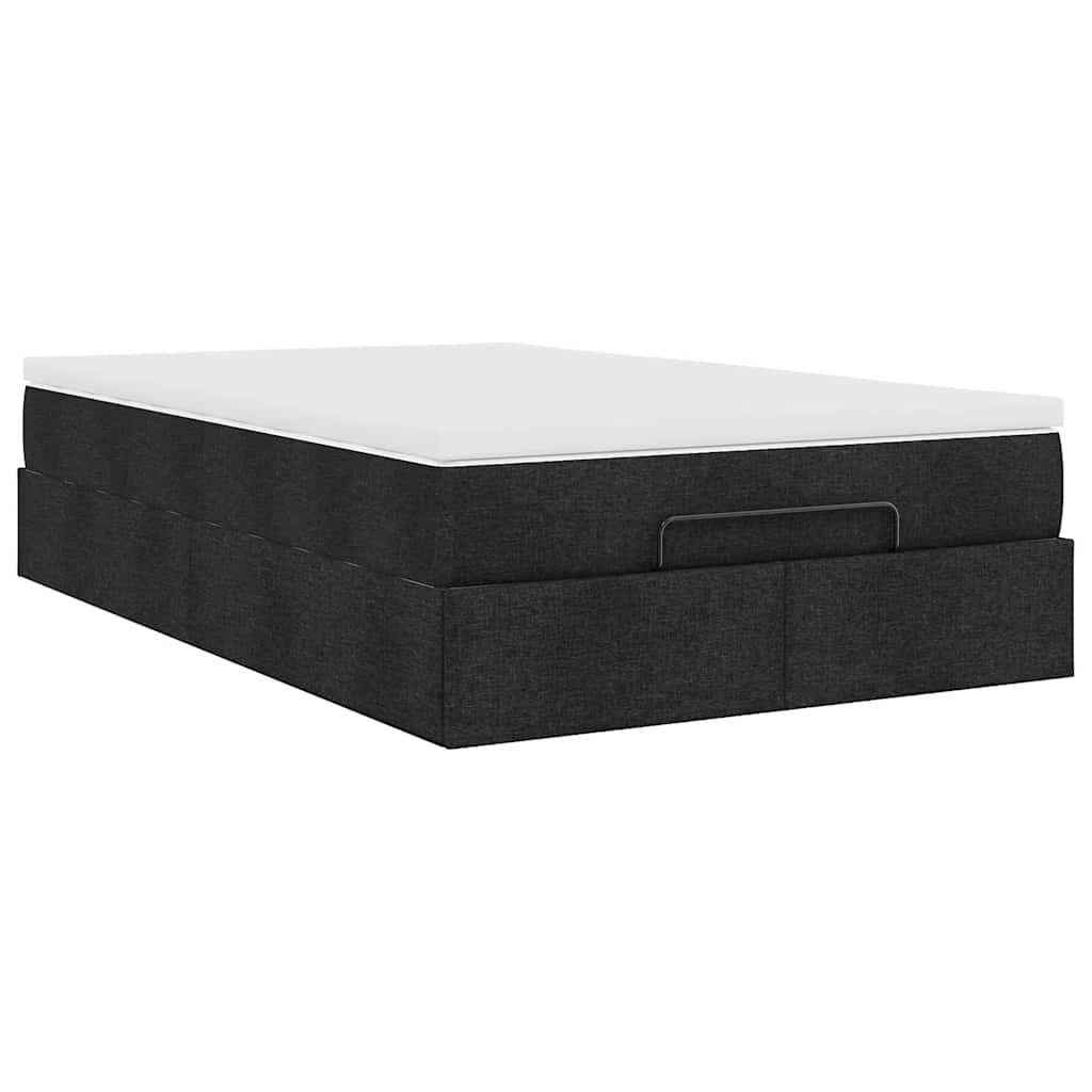 Otomanski krevet s madracem crni 120x200 cm tkanine