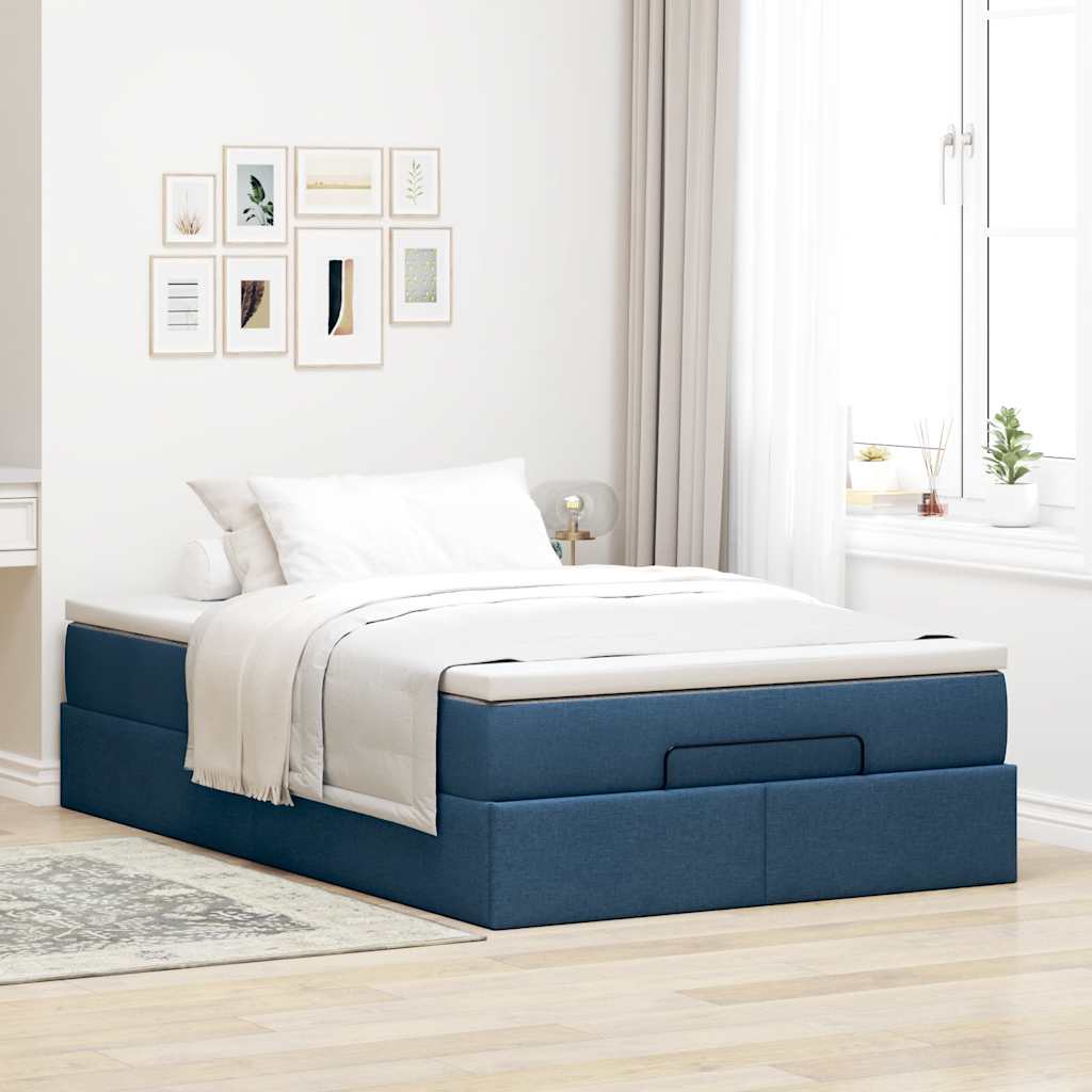 Otomanski krevet s madracem plavi 120x200 cm tkanine