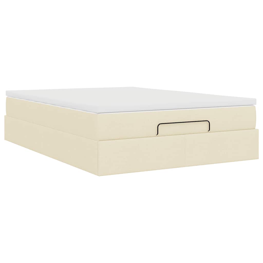 Otomanski krevet s madracem krem 140x190cm od tkanine
