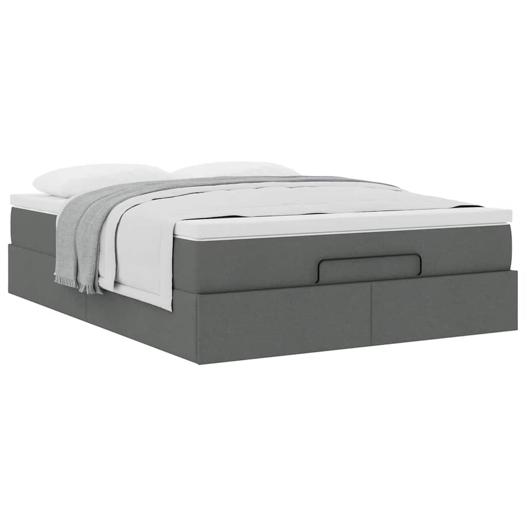 Otomanski krevet s madracem tamnosivi 140x200 cm tkanine