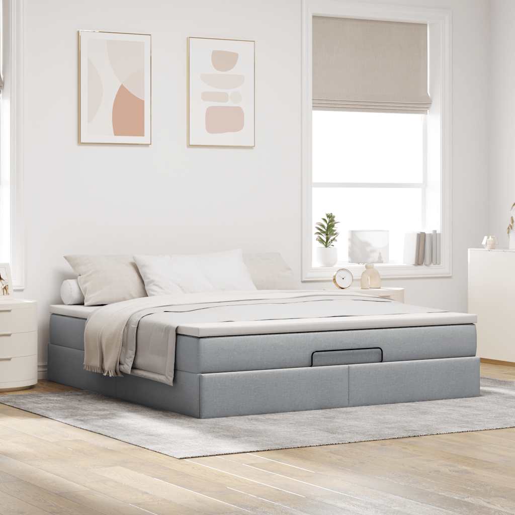 Otomanski krevet s madracem svijetlosivi 160x200 cm tkanine