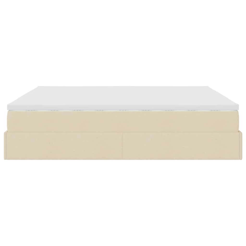 Otomanski okvir kreveta s madracima krem 200x200cm od tkanine