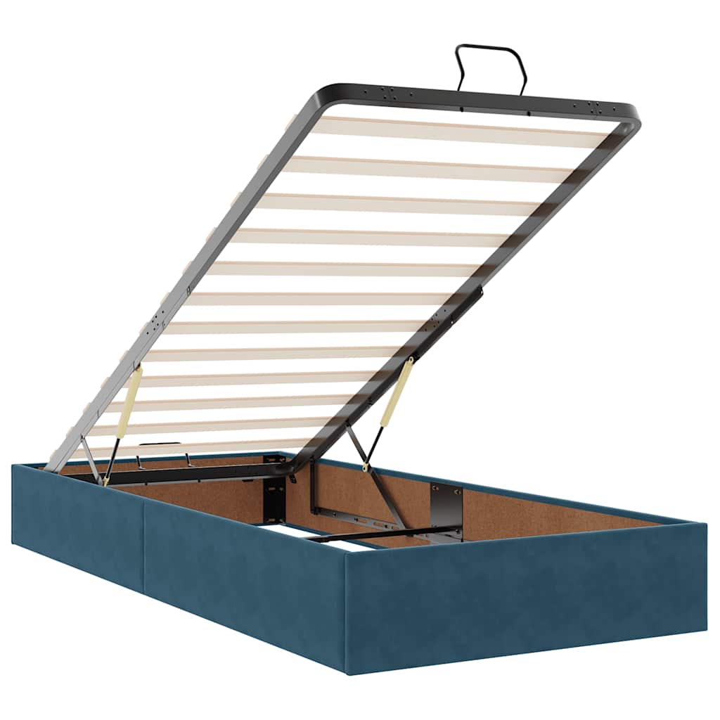 Okvir kreveta s madraca tamnoplavi 100x200cm baršunasti