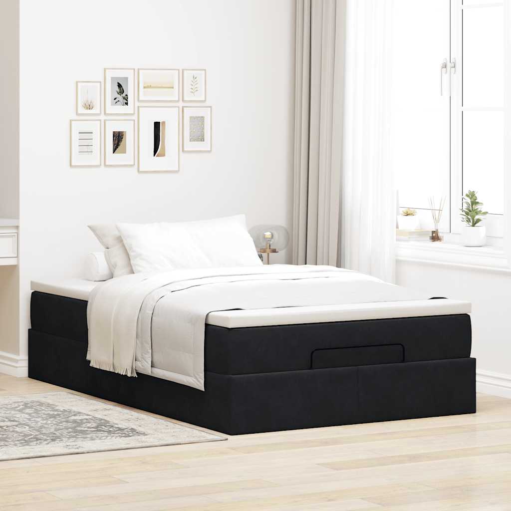 Otomanski krevet s madraca crni 120x190 cm baršunasti