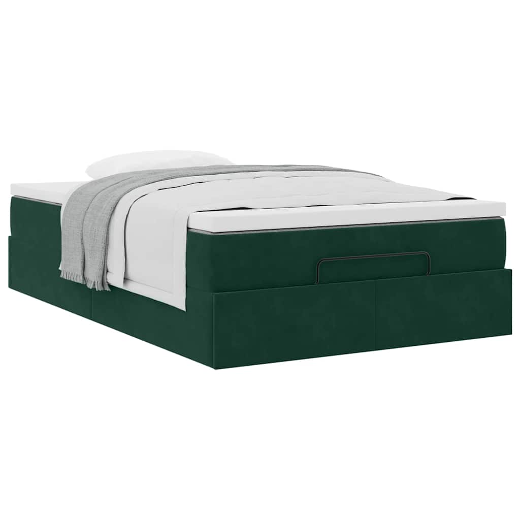 Otomanski krevet s madracem tamnozeleni 120x200 cm baršunasti