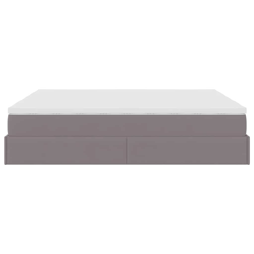 Otomanski okvir kreveta s madracima sivi 200x200cm umjetna koža