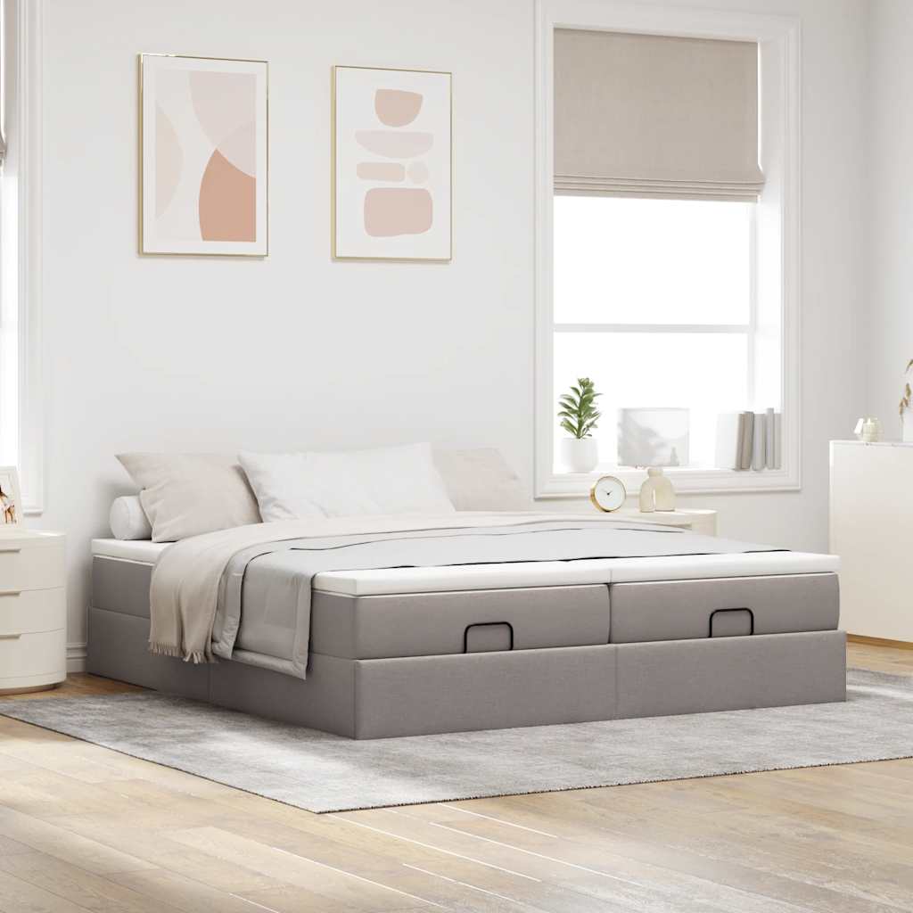 Ottoman krevet s madracima, taupe 160x200 cm, tkanina