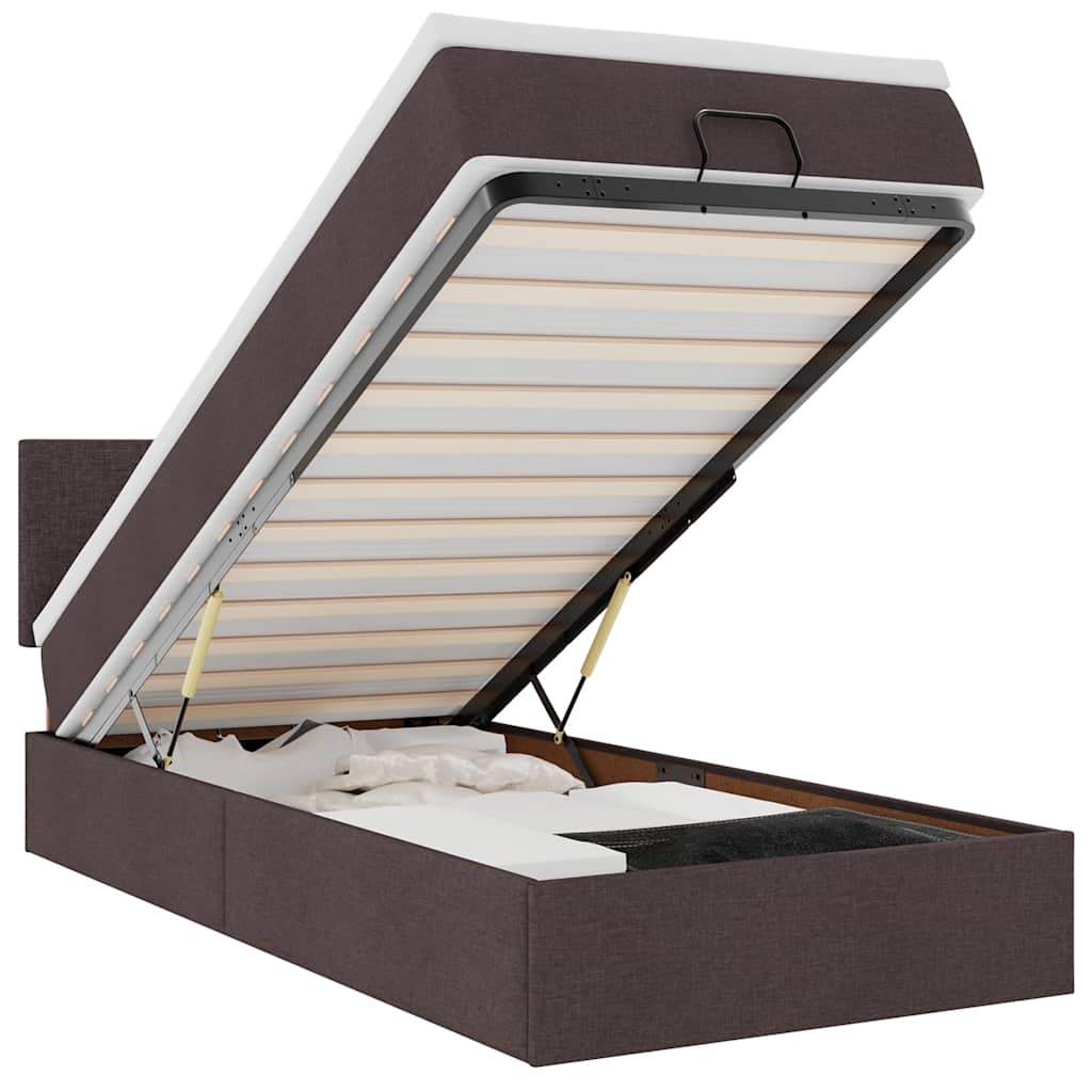 Otomanski okvir kreveta s madraca tamnosmeđi 80x200cm tkanine