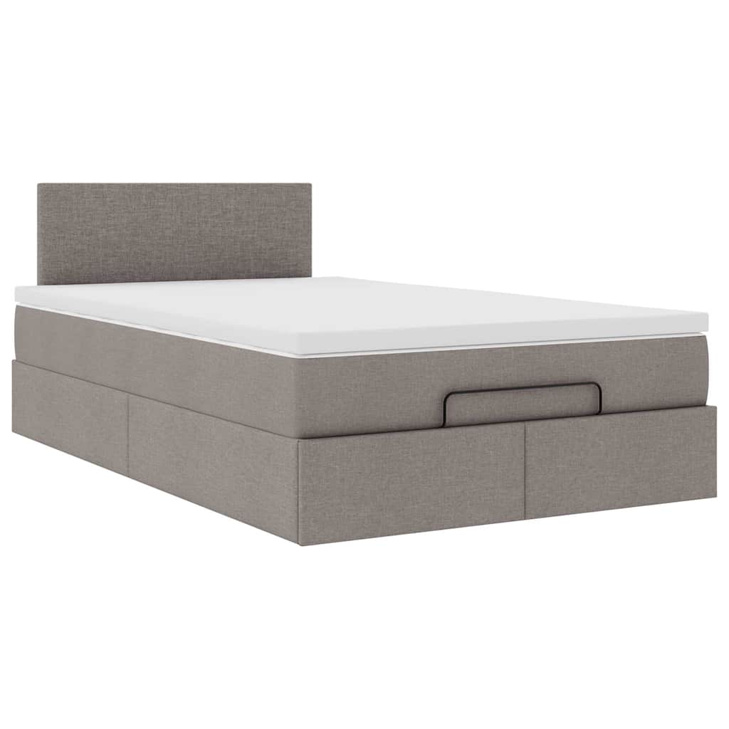 Otomanski okvir kreveta s madraca smeđesivi 120x190 cm tkanine