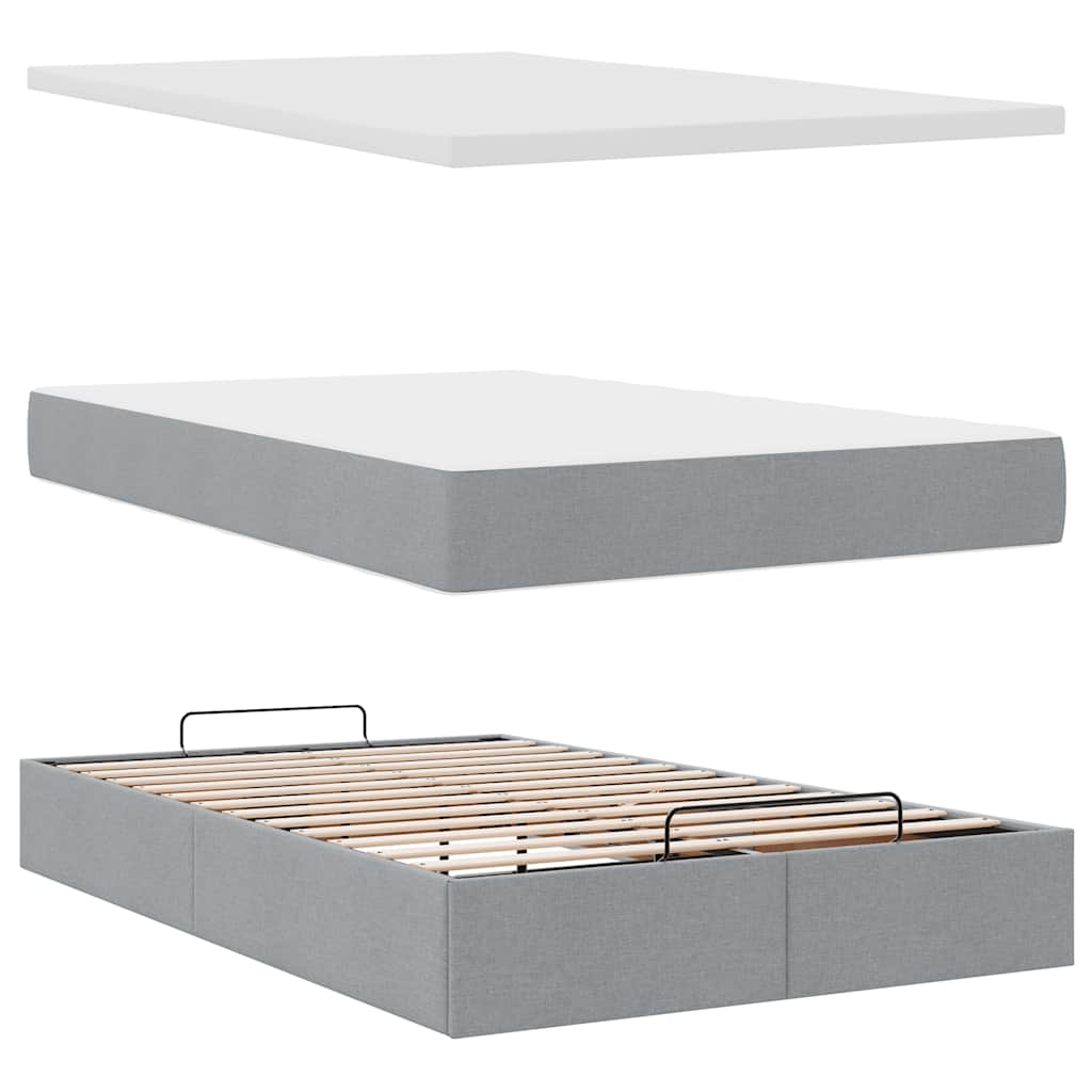Otomanski krevet s madracem svijetlosivi 120x200 cm tkanine