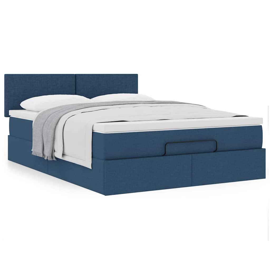 Otomanski krevet s madracem plavi 140x190cm od tkanine