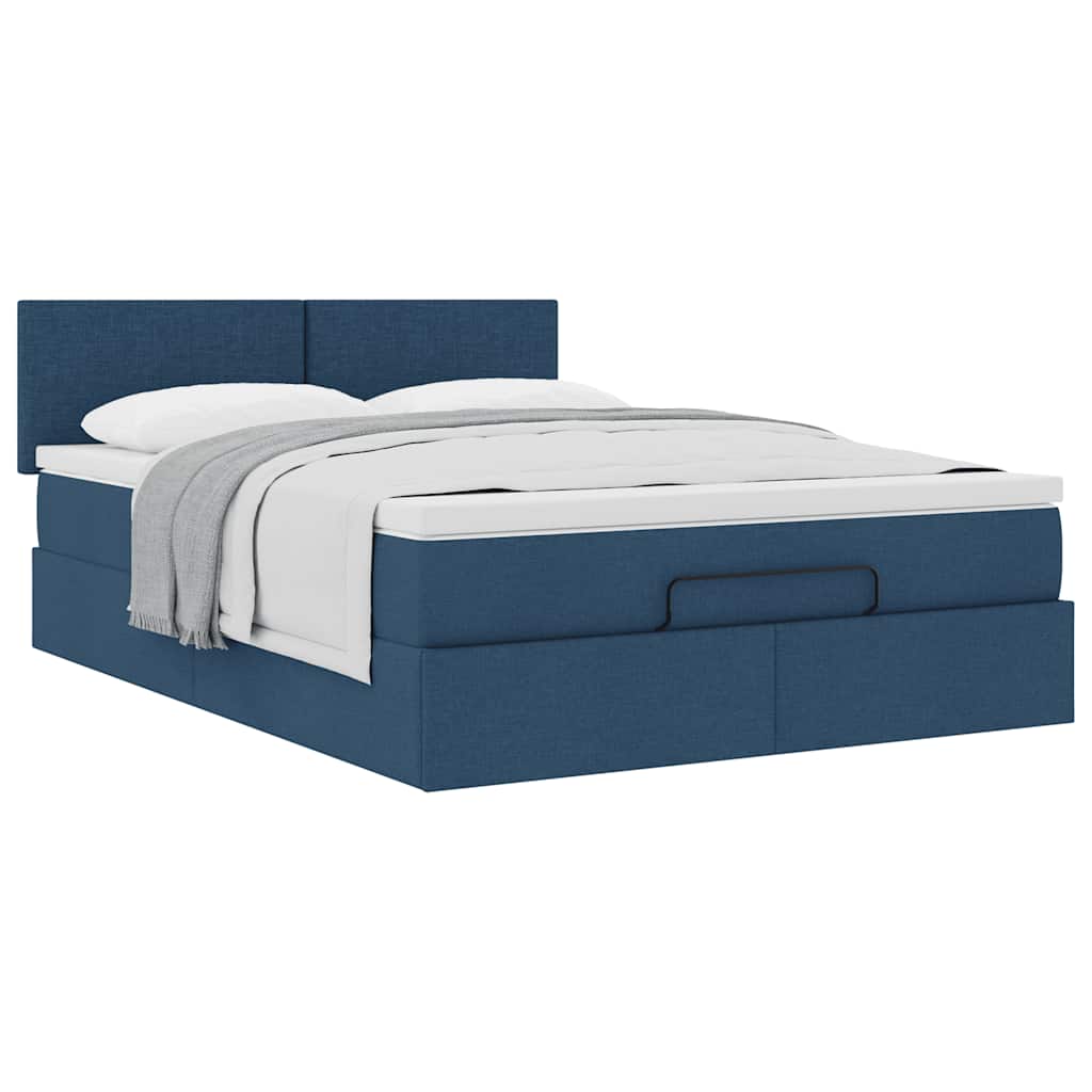 Otomanski krevet s madracem plavi 140x190cm od tkanine
