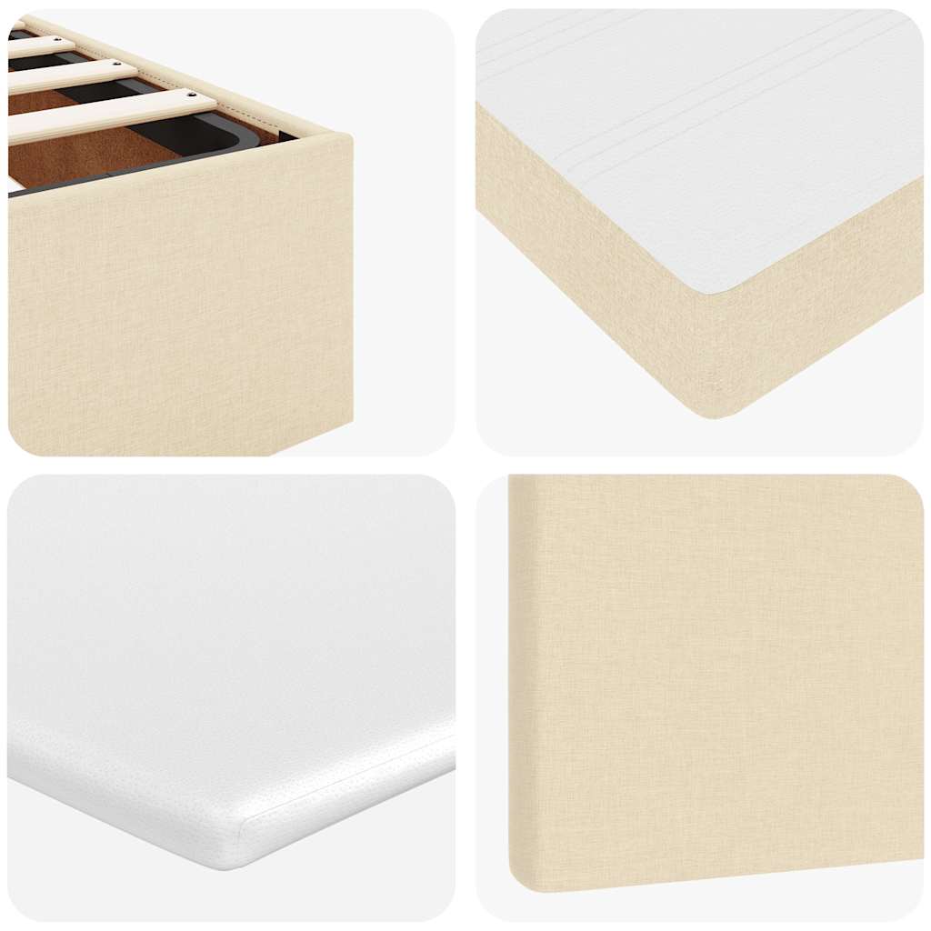 Otomanski krevet s madracem krem 160x200 cm od tkanine