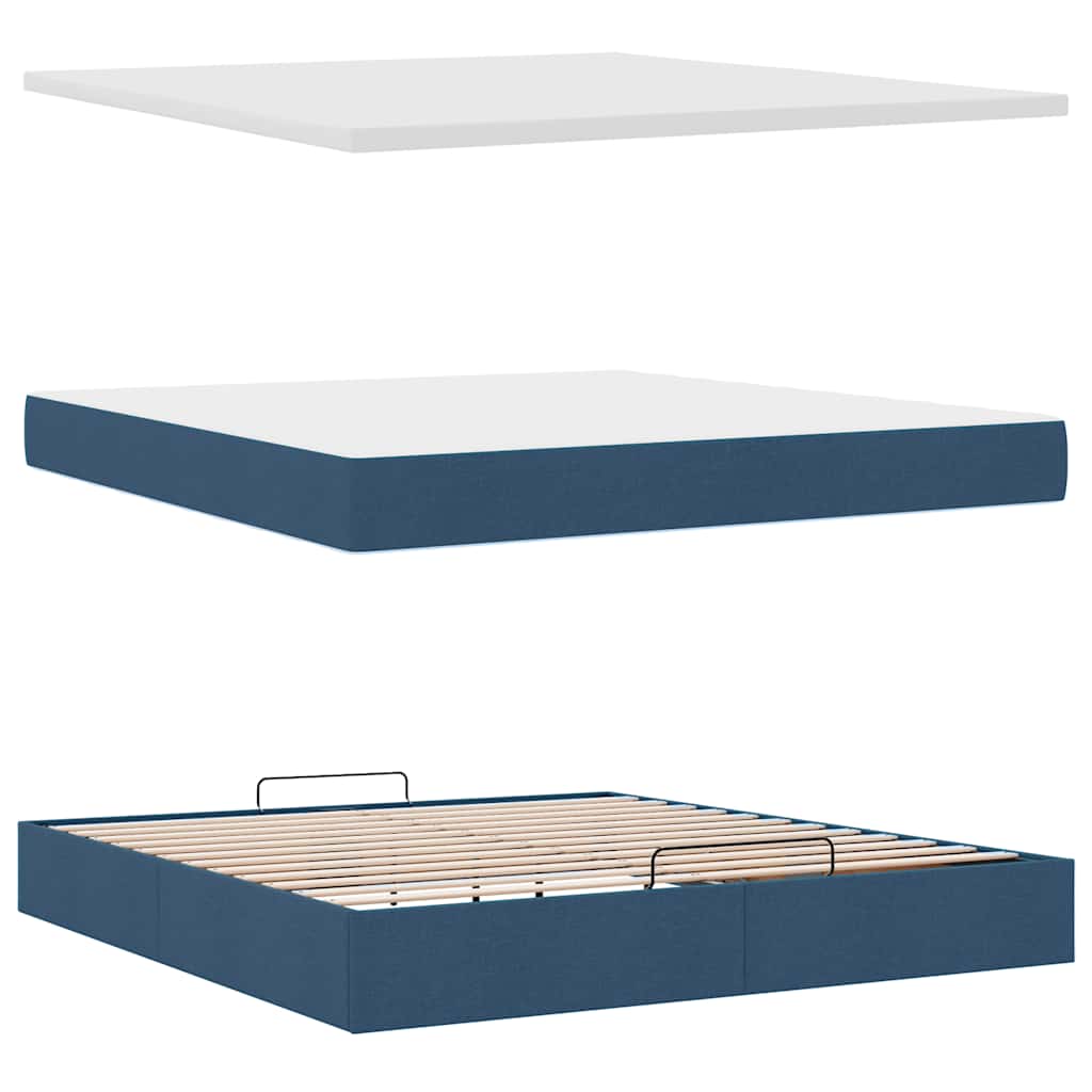 Otomanski krevet s madracem plavi 160x200cm od tkanine