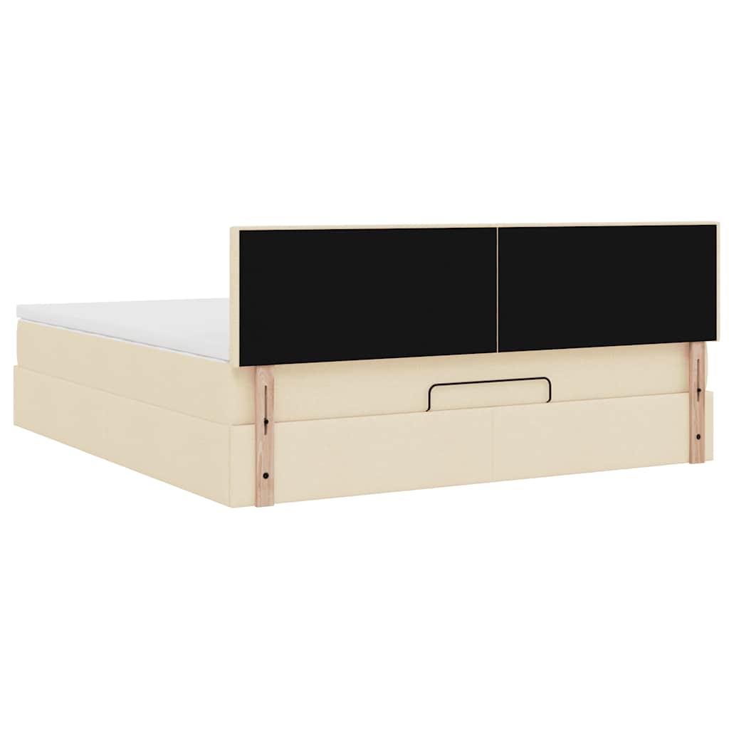 Otomanski krevet s madracem krem 180x200cm od tkanine
