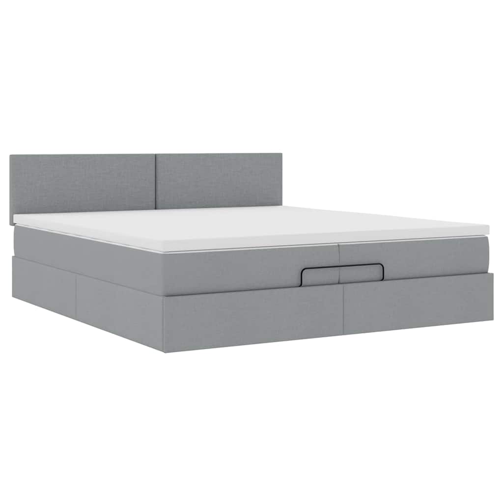 Otomanski krevet s madracem svijetlosivi 200x200 cm tkanine