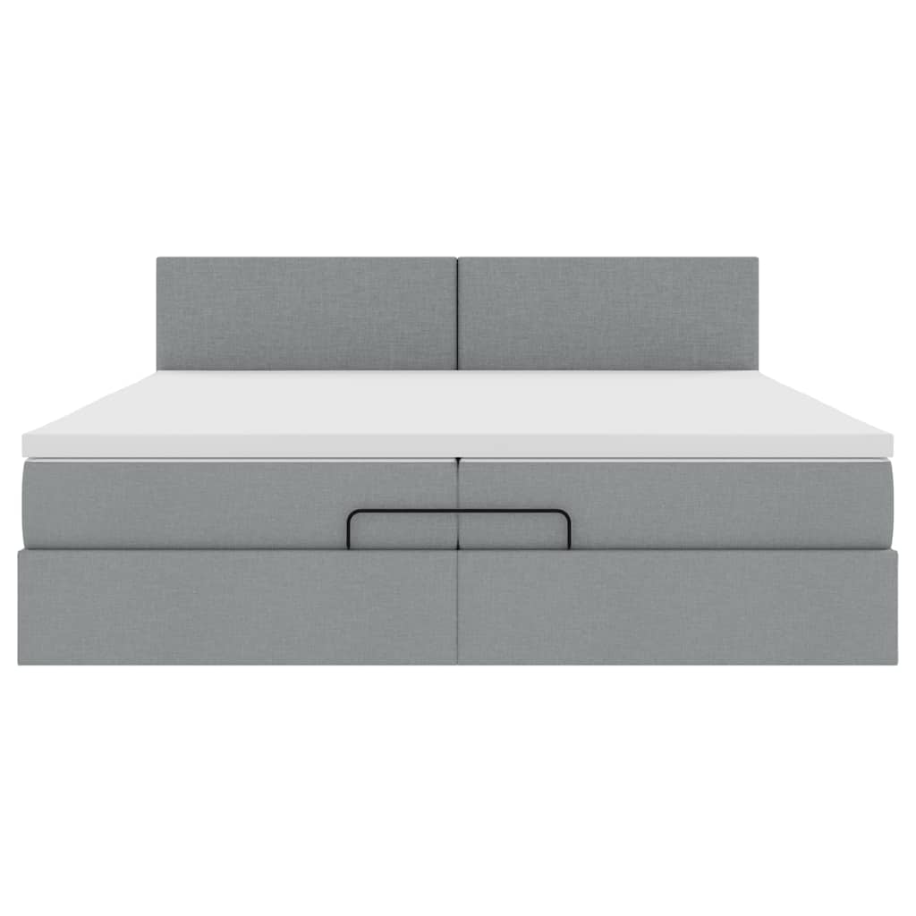 Otomanski krevet s madracem svijetlosivi 200x200 cm tkanine