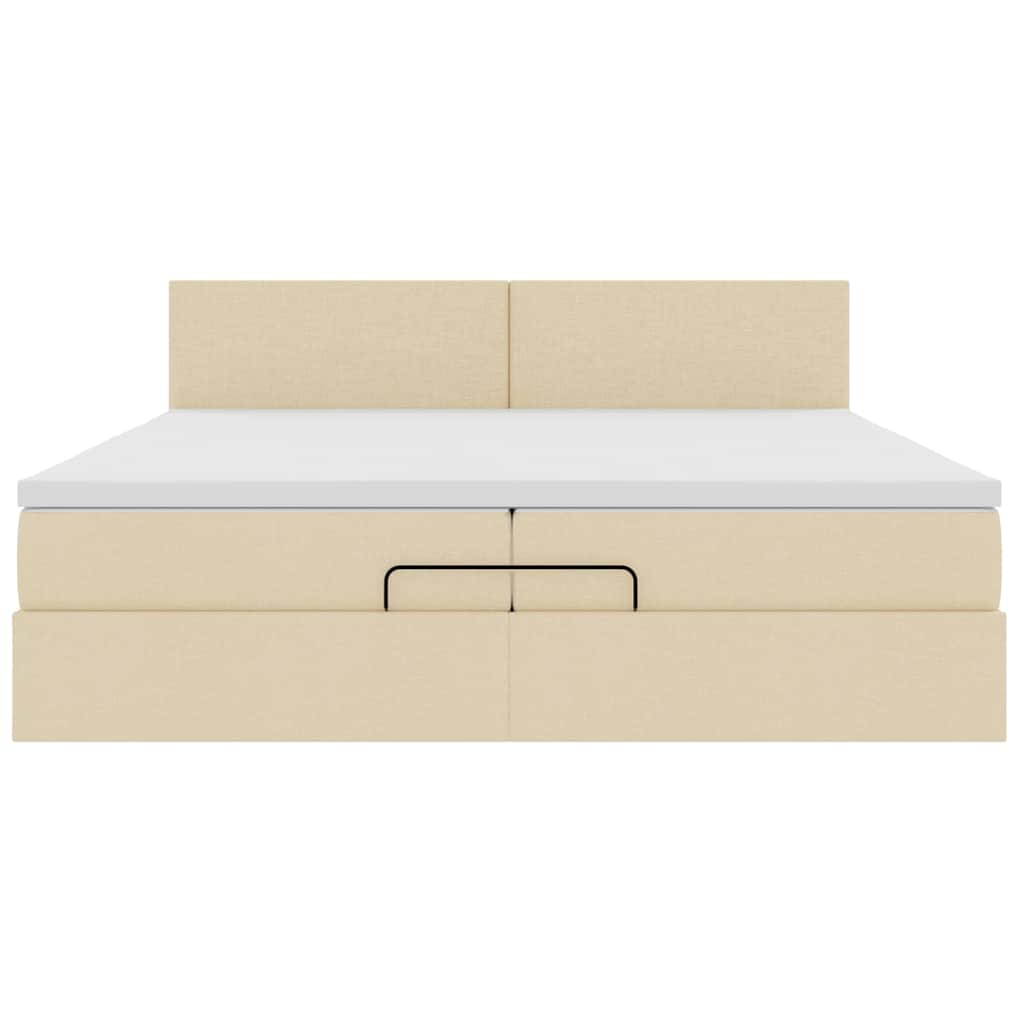 Otomanski krevet s madracem krem 200x200 cm od tkanine