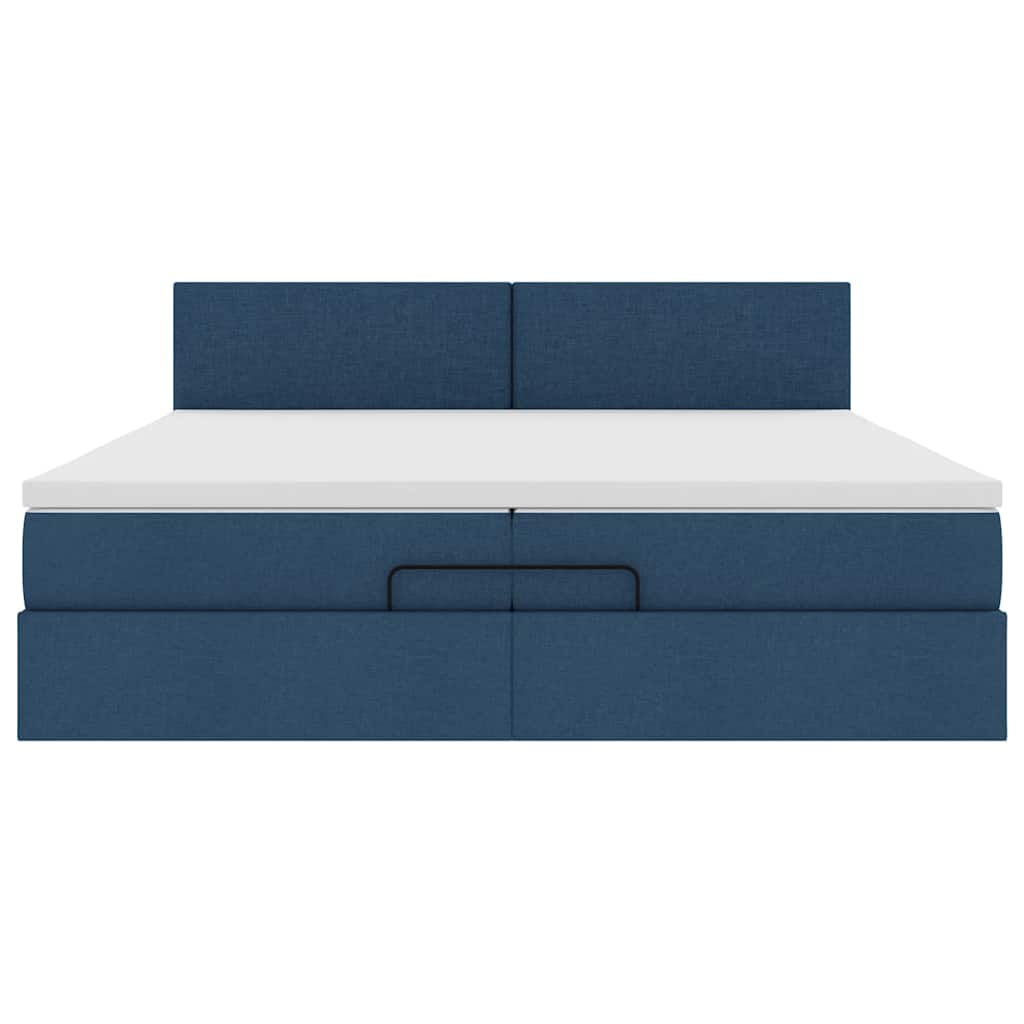 Otomanski krevet s madracem plavi 200x200 cm od tkanine