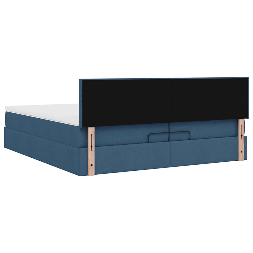 Otomanski krevet s madracem plavi 200x200 cm od tkanine