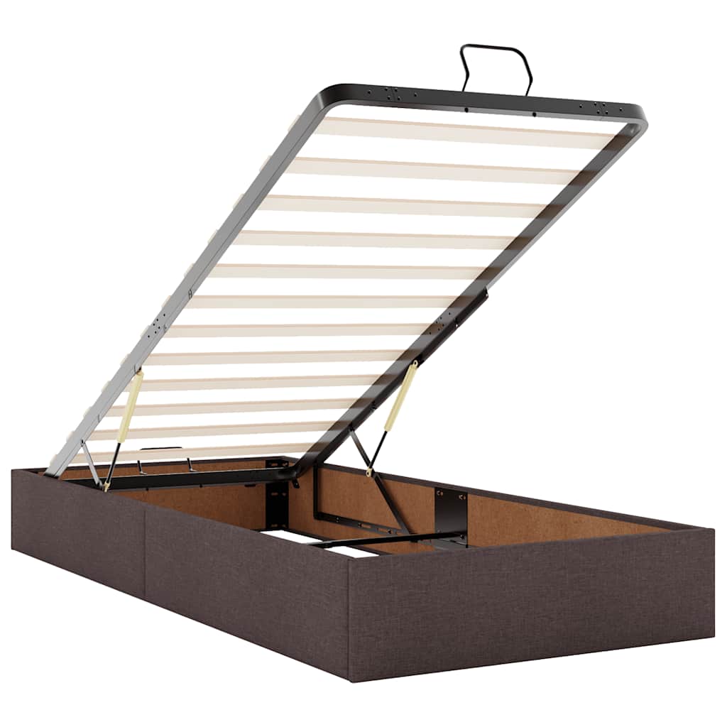 Otomanski okvir kreveta s madraca tamnosmeđi 80x200cm tkanine