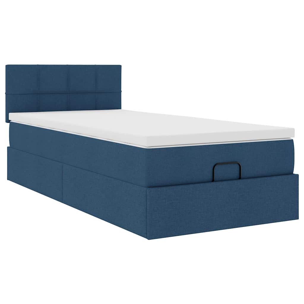 Ottoman krevet s madracem plavi 80x200 cm tkanina