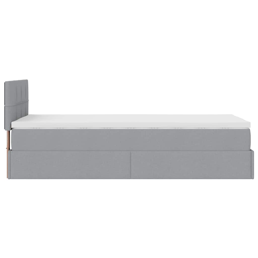 Otomanski krevet s madracem svijetlosivi 90x200 cm tkanine
