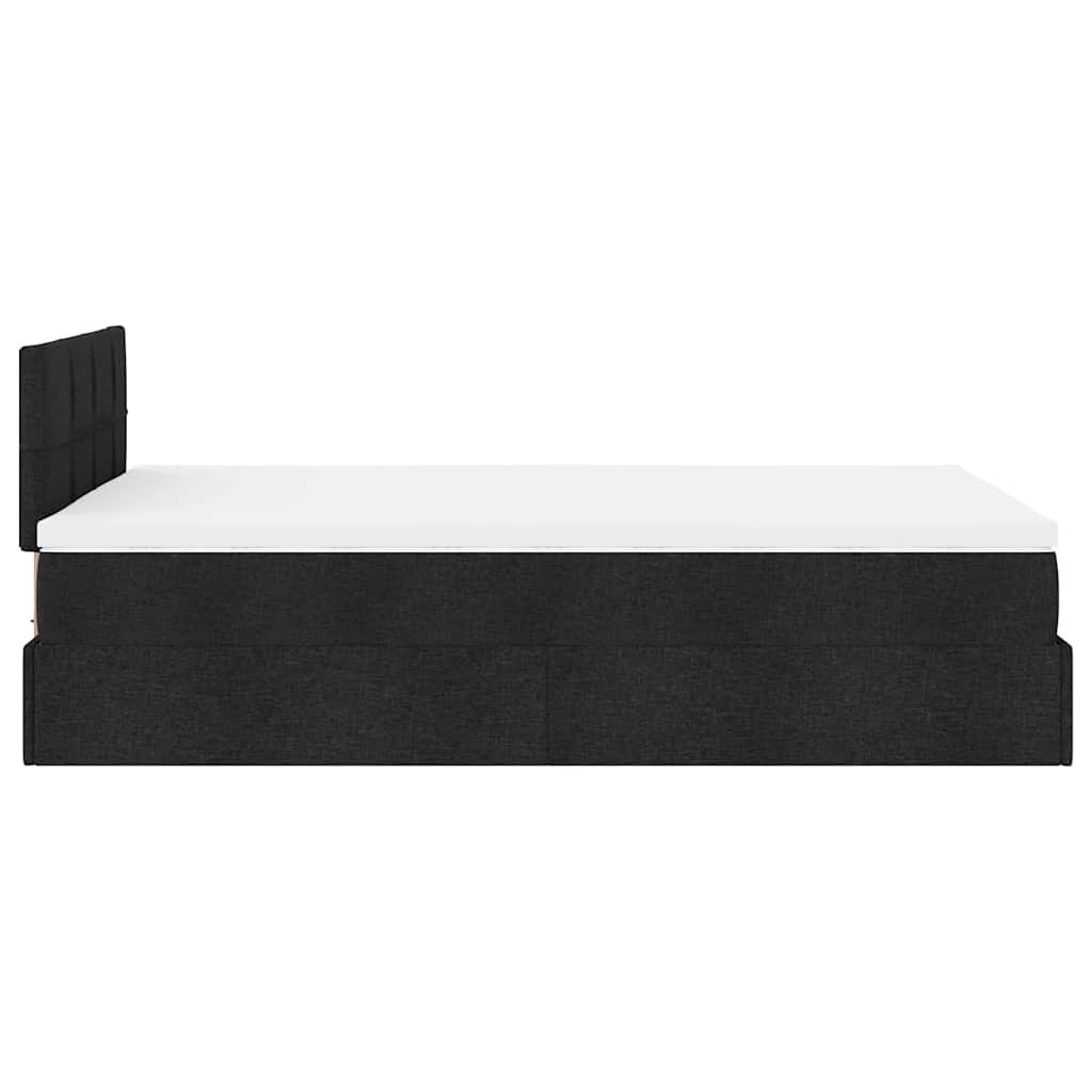 Otomanski krevet s madracem crni 120x190 cm tkanine