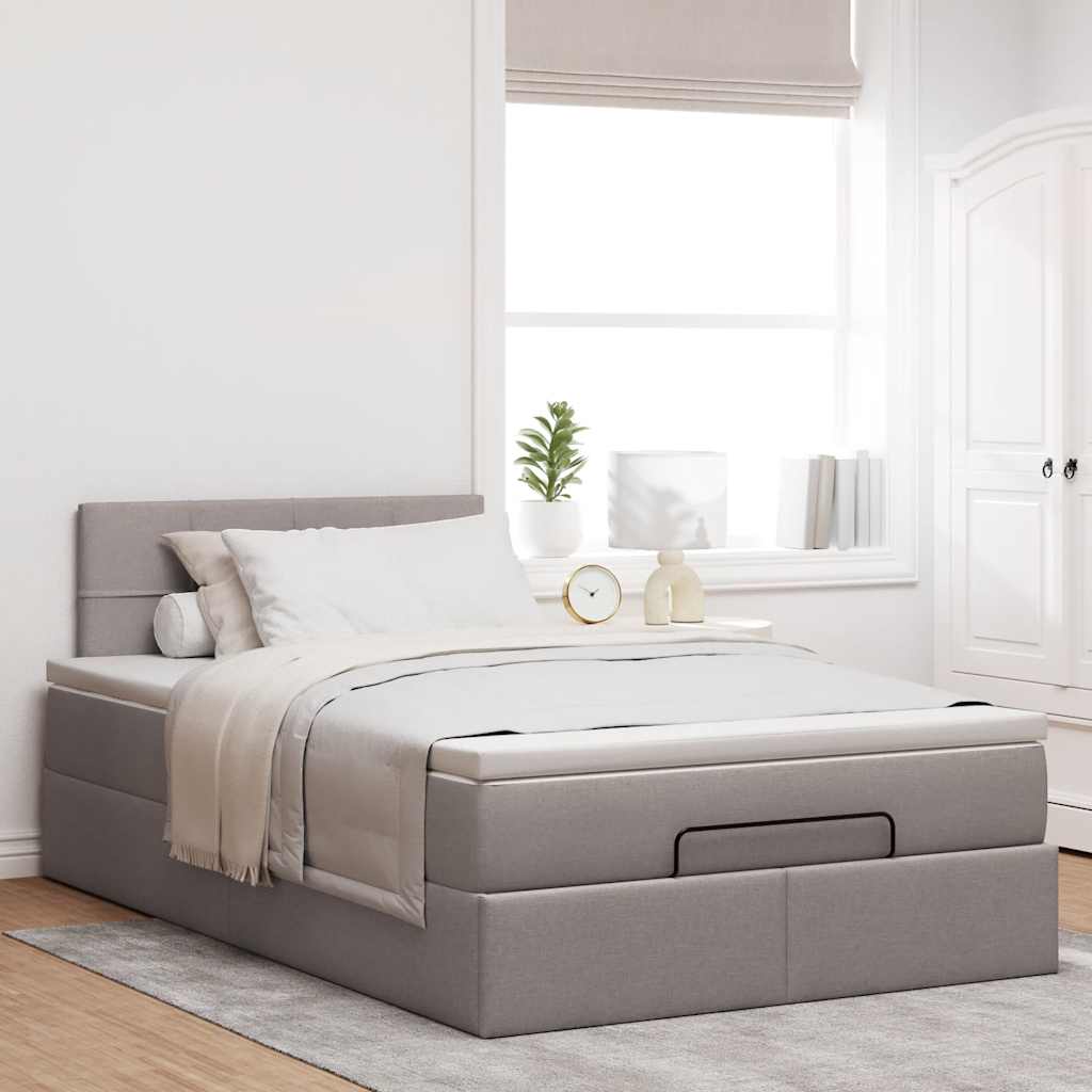 Otomanski okvir kreveta s madraca smeđesivi 120x190 cm tkanine
