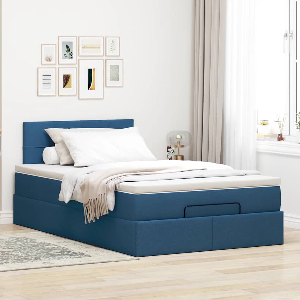 Otomanski krevet s madracem plavi 120x200 cm tkanine