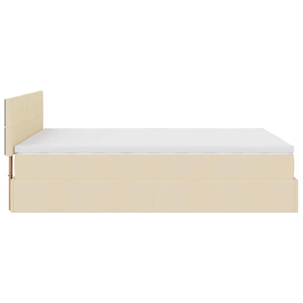 Otomanski krevet s madracem krem 140x200 cm tkanine