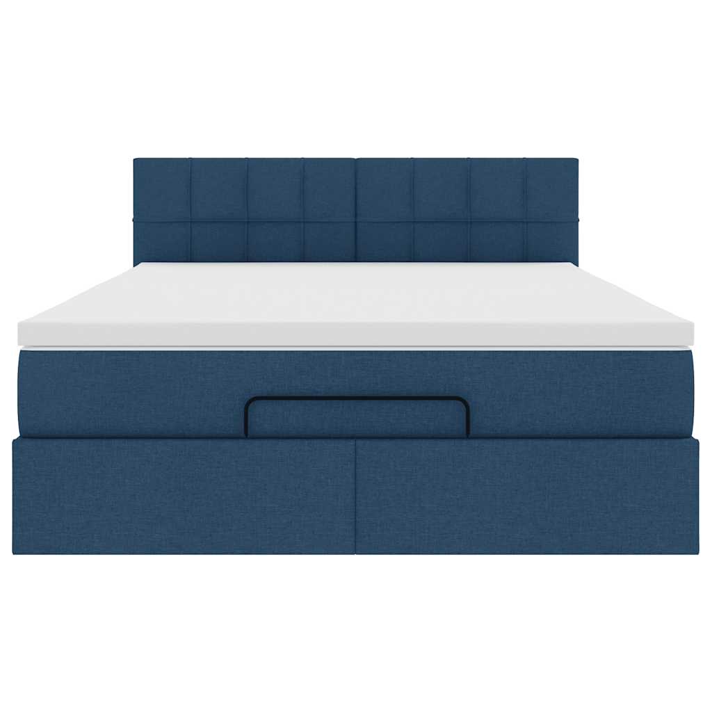 Otomanski okvir kreveta s madracem plavi 140x200cm od tkanine