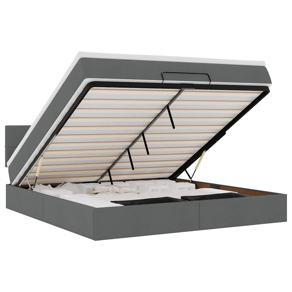 Otomanski krevet s madracem tamnosivi 160x200cm od tkanine