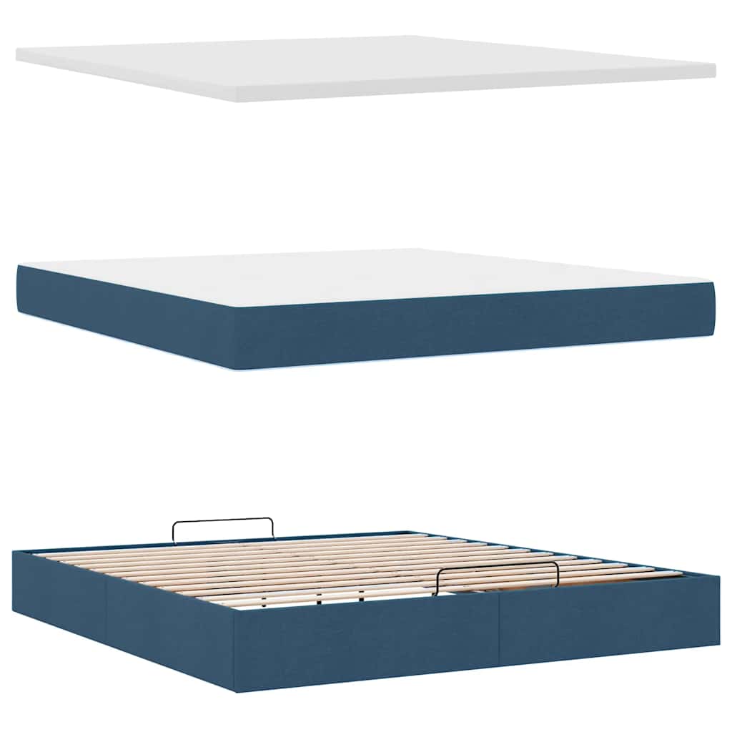 Otomanski krevet s madracem plavi 180x200cm od tkanine