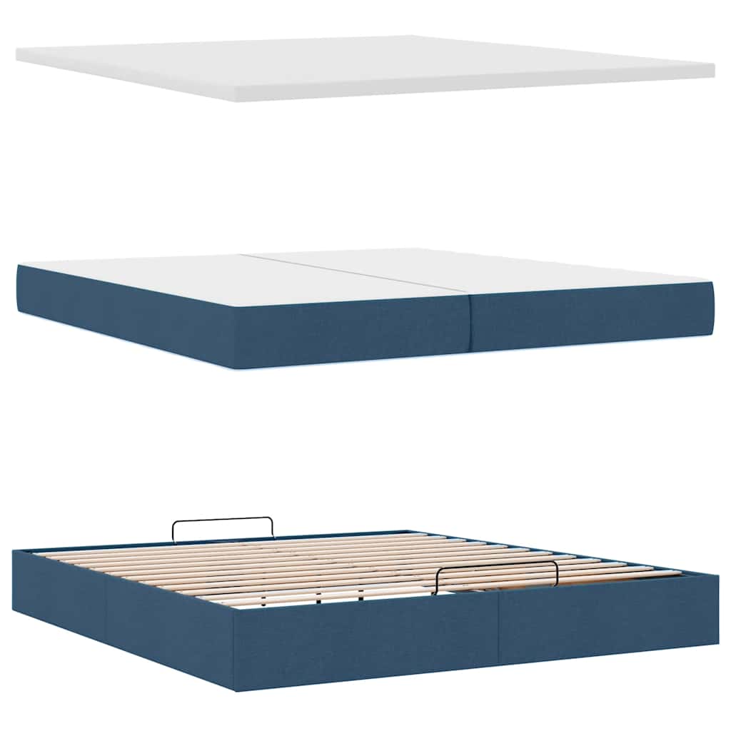 Otomanski krevet s madracem plavi 200x200 cm tkanine